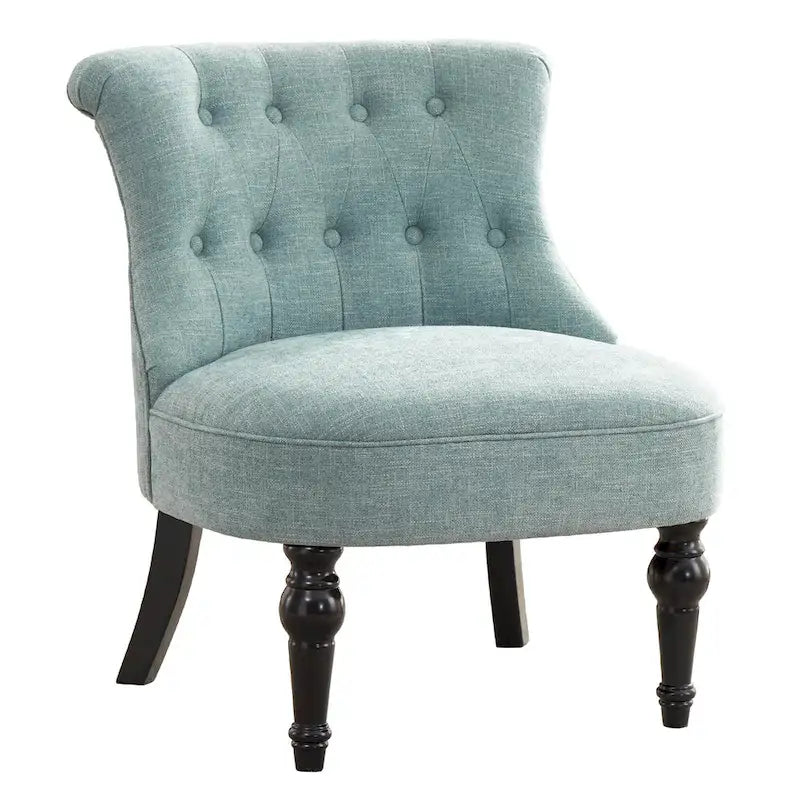 Beige / Teal / Grey Armless Tufted Accent Chair, Set of 2