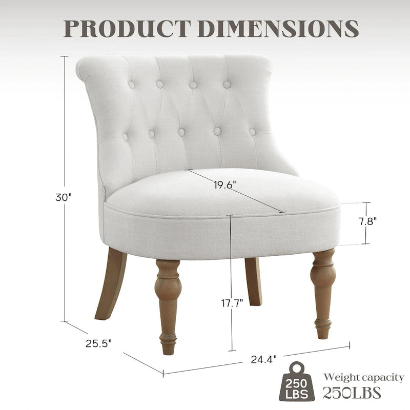 Beige / Teal / Grey Armless Tufted Accent Chair, Set of 2